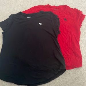 2 PACK abercrombie kids. red and black short-sleeve tops. size 11/12 with logo!